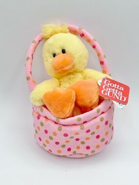 Gund Jelly Beaners Plush Chick in Basket Easter New